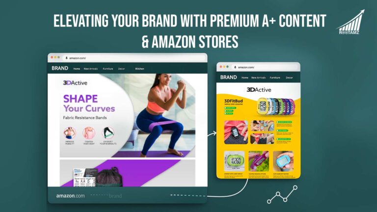 Comparison of basic Amazon listing versus premium A+ Content showing enhanced images, lifestyle photography, comparison charts, & professional brand storytelling that increases conversions