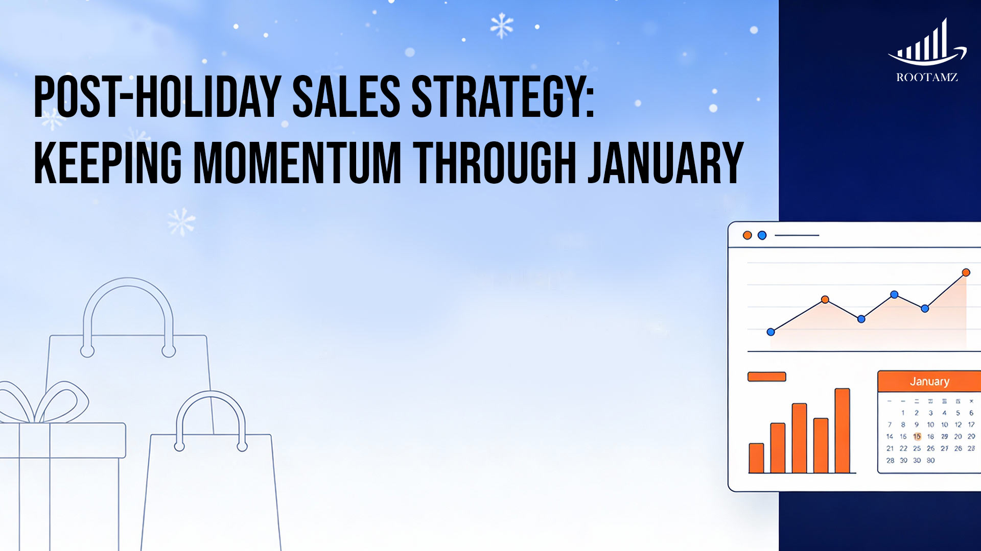 January Amazon sales calendar showing gift card redemption period, New Year resolution shopping trends & post-holiday opportunity timeline with RootAMZ strategy insights.