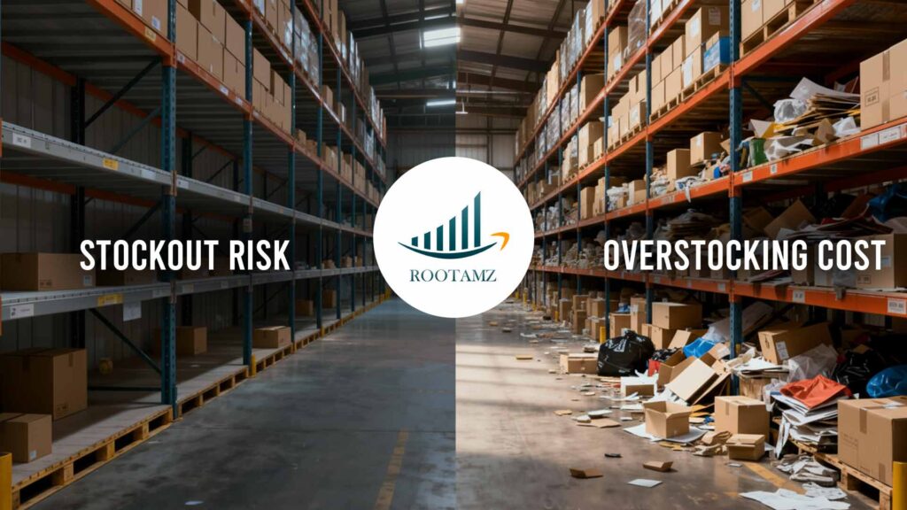 RootAMZ end-of-year Amazon inventory planning cycle showing forecasting, replenishment, PPC alignment & real-time monitoring to optimize Q4 performance.